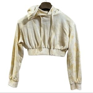 ADIKA SWEATSHIRT HOODIE CROP TOP TIE DYE YELLOW SIZE M